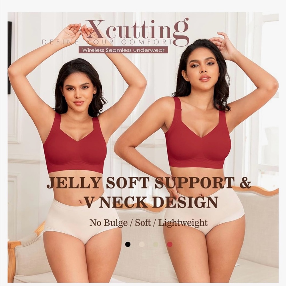 Women's Seamless V-Neck Red Bra